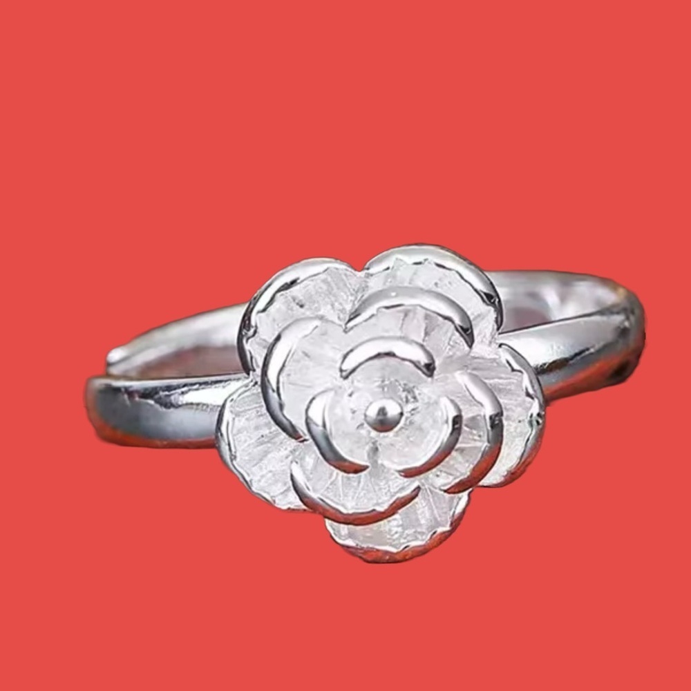 925 Silver Filled Rose Flower Ring Womens Jewelry